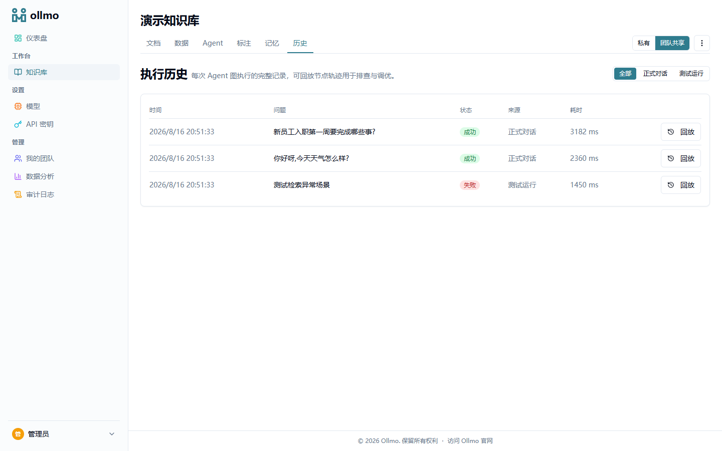 执行历史